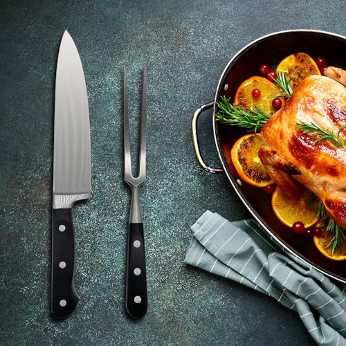 Outset Stainless Steel Carving Set - Chef's Carving Knife & Meat Fork