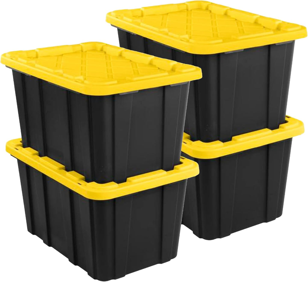 Sterilite 27 Gallon Heavy-Duty Storage Tote - 4-Pack Stackable Plastic Bins with Lids for Garage & Outdoor Gear