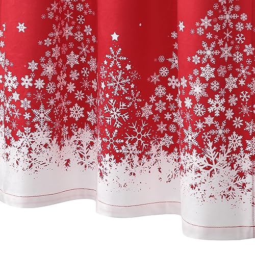 Garvee Snowflake Christmas Velvet Curtain Short 26x45 Inches - Pack of 2