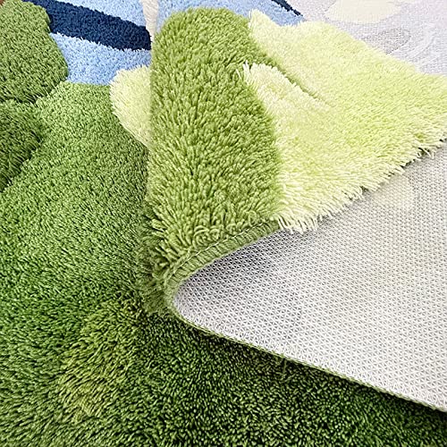 Moss Shape Bath Mat, Soft Plush Shag Rug for Bathroom and Nursery, 55x27