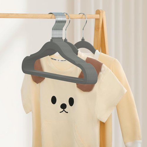 GoodtoU Velvet Baby Hangers | 20-Pack Toddler Infant Clothing Hangers - Dark Grey, Non-Slip Design