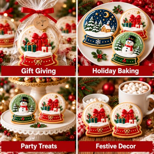 Christmas Snow Globe Cookie Cutter Set - 3 Stainless Steel Baking Molds
