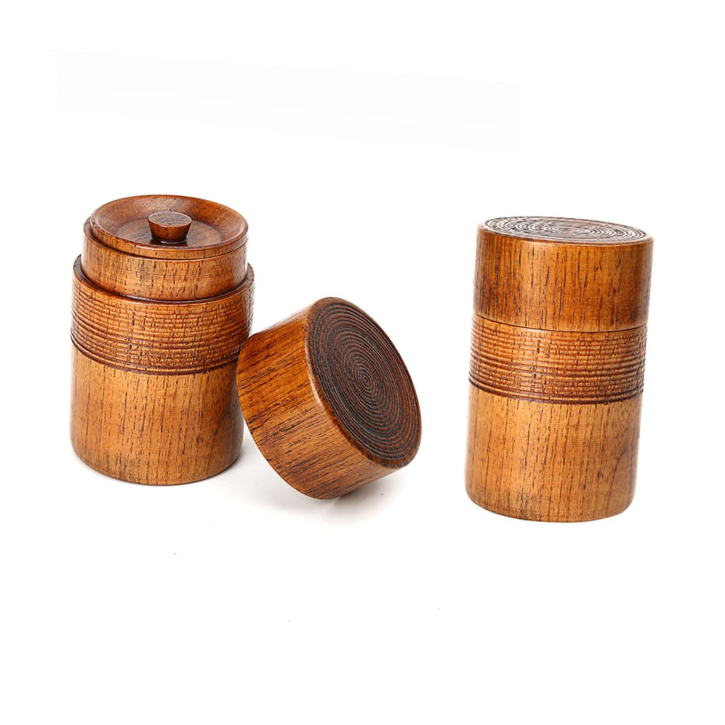 BESTOYARD Classical Chinese Style Wooden Tea Container - Round Sealed can for Tea Storage, Home, Restaurant, Hotel Use
