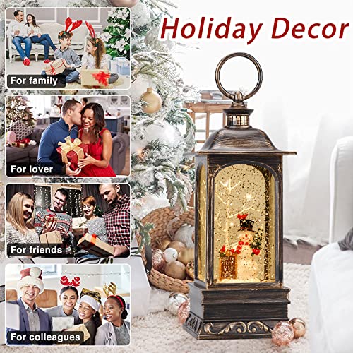 Musical Christmas Snow Globe Lantern with Swirling Glitter & 8 Songs