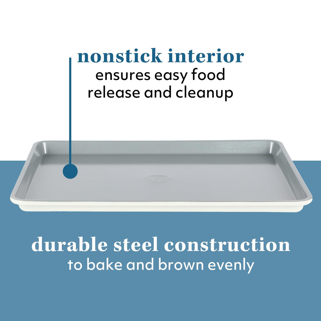 Sur La Table Kitchen Essentials Bake Sale Large 18 X 13 Inch PFA Free Ceramic Nonstick Cookie/Baking Sheet - Linen White