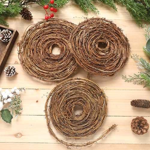 Janinka 6 Pcs 15ft Grapevine Garland Natural Twig Wreath for Craft (6 Pack)