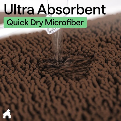 GORILLA GRIP Bath Rug Mat - Soft Absorbent Chenille | Quick Dry Microfiber, 60x24, Brown