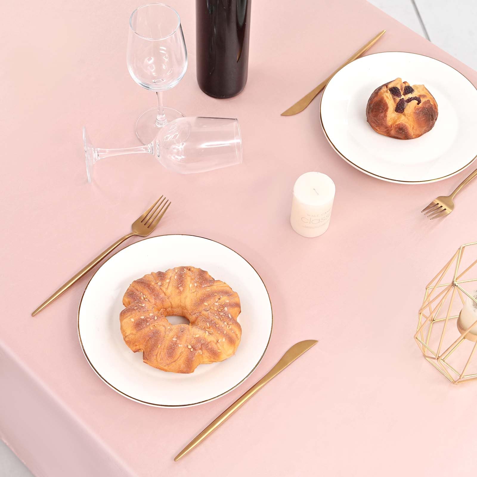 FXKS 10 Pack Satin Tablecloth 90 x 156 Inch Rose Gold Rectangle Silky Satin Table Cover,Bright Silk Smooth Table Cloth,Overlay Silky Table Cover for Wedding Party Banquet Event Dining Decoration