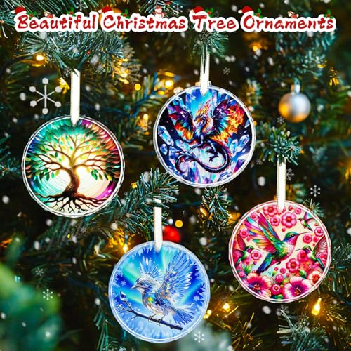 Orange Stained Glass Dragon Christmas Ornament 3-inch Hanging Decor