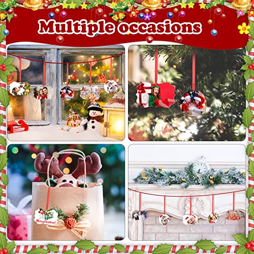 BBTO 15 Pcs Christmas Sublimation Ornaments Blank with Red Ropes