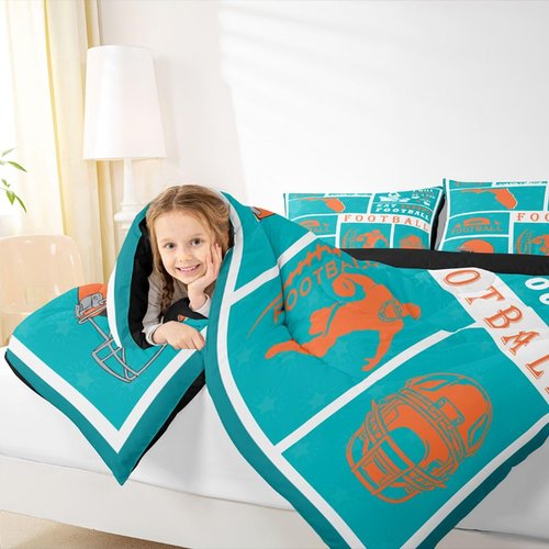Erosebridal Football Comforter Set for Football Fan Twin,Sports Bedding Set for Kids Boys Girls,Rugby Down Comforter,Ball Patchwork Reversible Bed Set with 1 Pillowcase for Bedroom