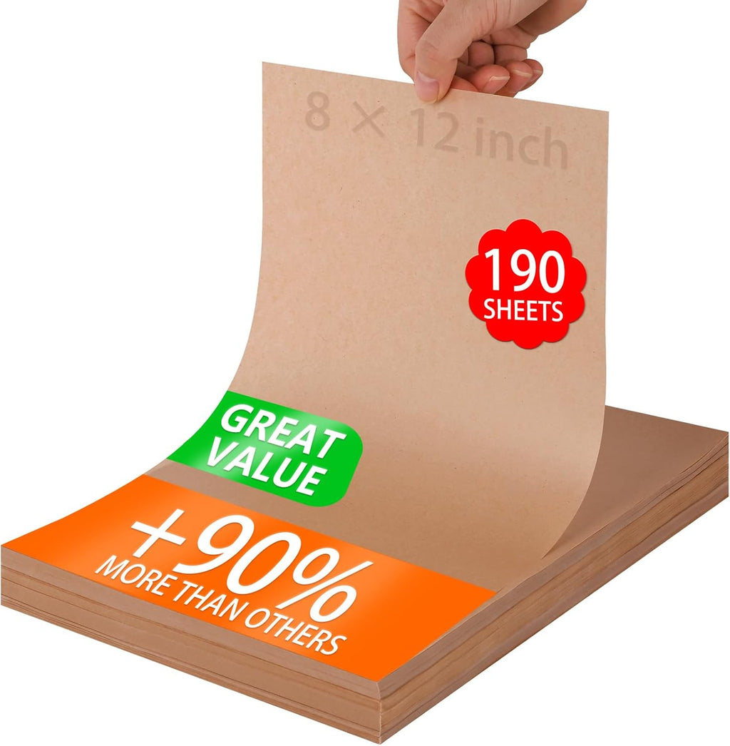WMKGG Parchment Paper Sheets - 190 PCS Non-Stick Precut Baking Sheets | 8x12 Inches for Grilling, Air Frying & More