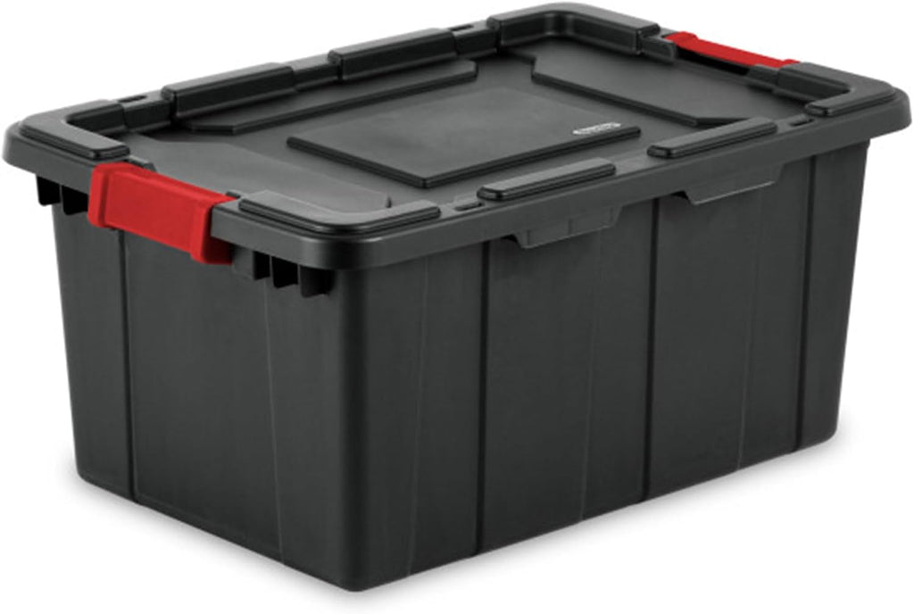 Sterilite 6-Pack Industrial Tote - Heavy-Duty Plastic Storage Bins with Lids | 15 Gallon, Black
