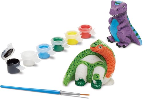 Melissa & Doug Dinosaur Figurines Craft Kit - Create Your Own Dinosaurs with 2 Resin Models & 6 Paints