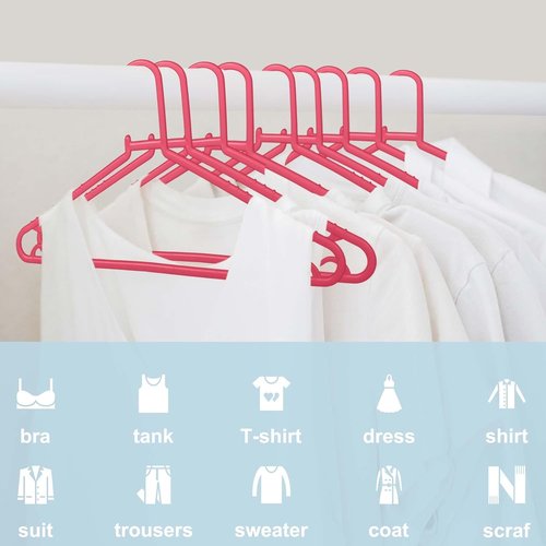 Byomostor Plastic Hangers - Durable Non-Slip G-Shape Clothes Hangers | 50 Pack, Standard Size (Pink)