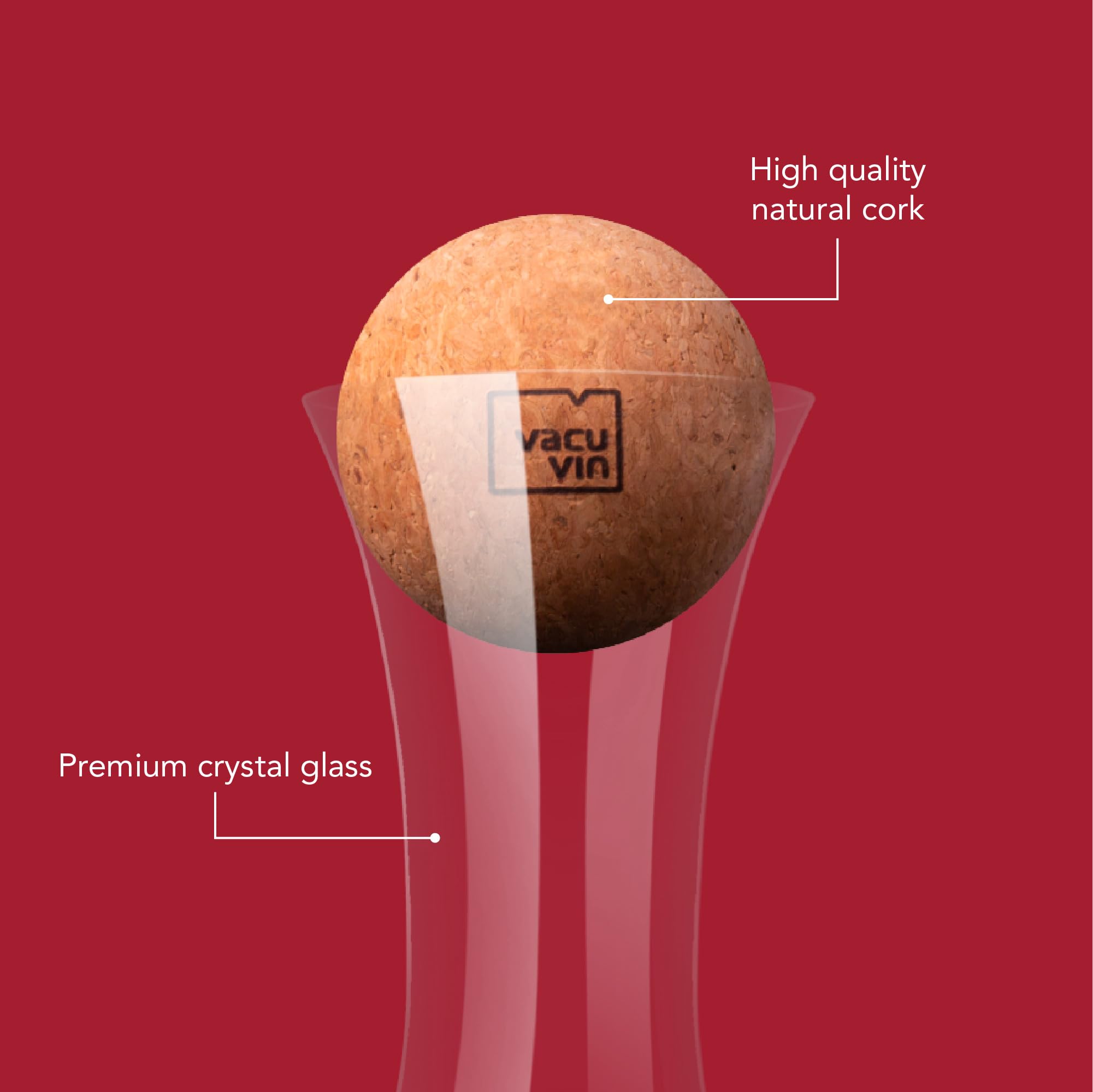 Vacu Vin Wine Decanter – Elegant Glass Carafe for Aerating Red Wine – Enhances Flavor & Aroma – Easy-Pour Spout – Modern Design – Dishwasher Safe Wine Aerator & Serving Vessel