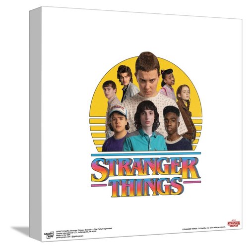Trends International Gallery Pops Netflix Stranger Things: Season 4 - The Party Fragmented Canvas Wall Art, Unframed Version, 12" x 12" Gallery Pops Canvas Wall Art