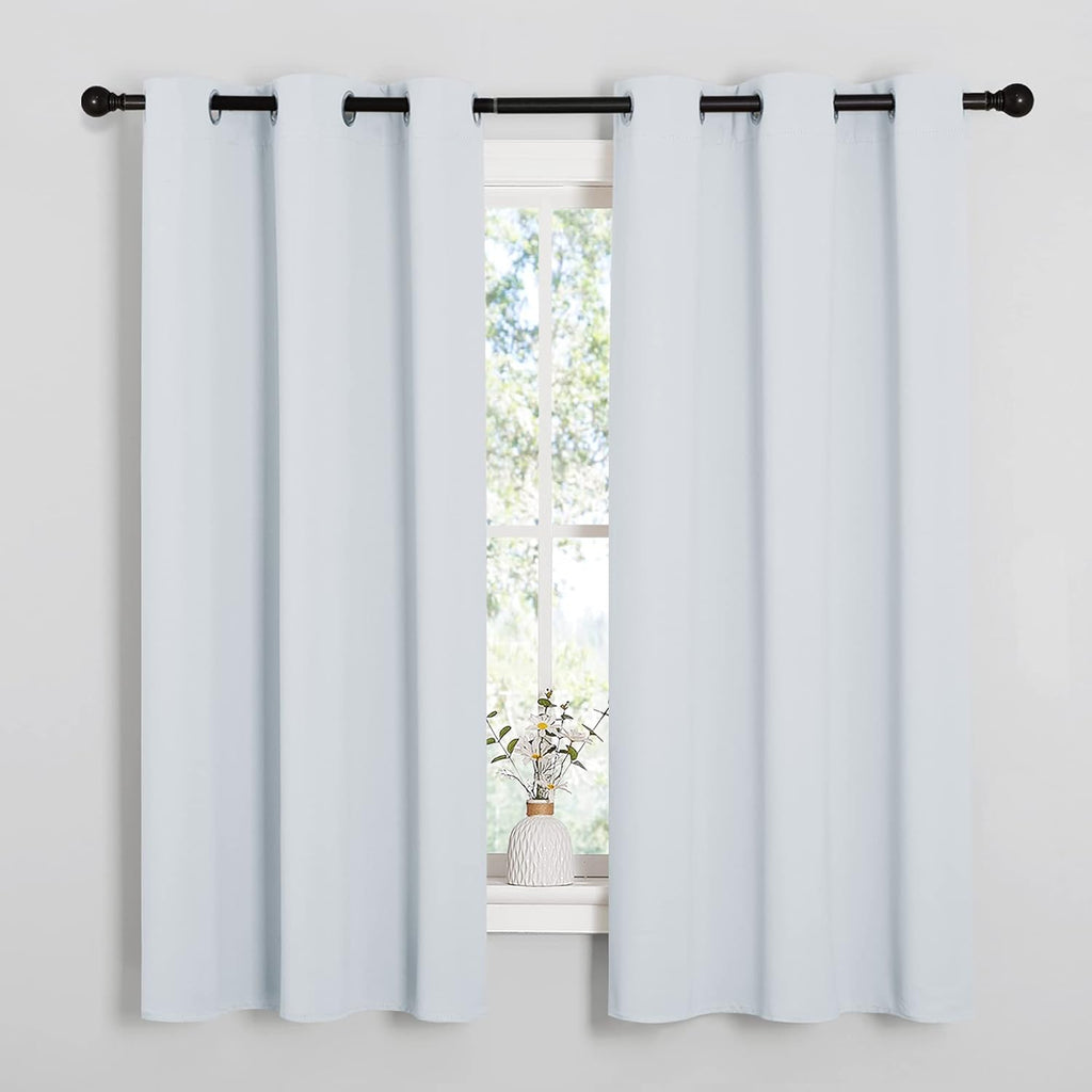 NICETOWN Thermal Insulated Grommet Room Darkening Curtains - 2 Panels, 42" x 63", Platinum-Greyish White