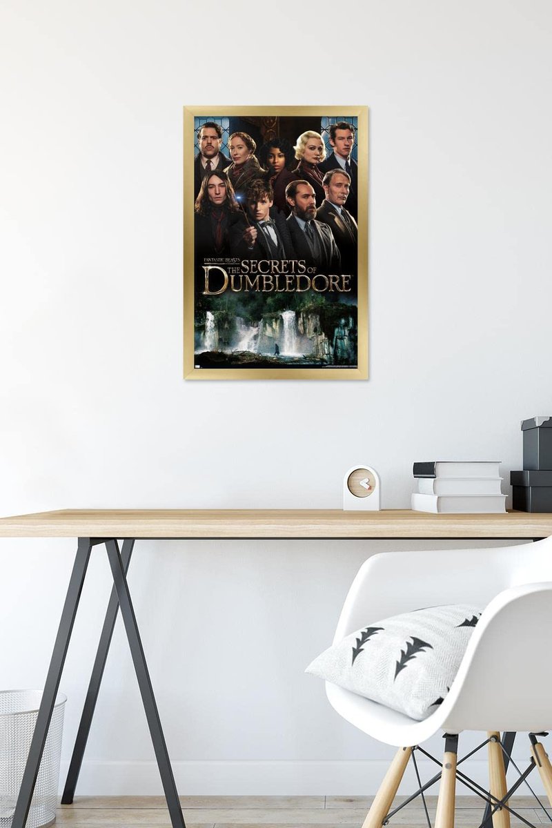 Trends International Fantastic Beasts: The Secrets of Dumbledore - Group Wall Poster, 14.725" x 22.375", Gold Framed Version