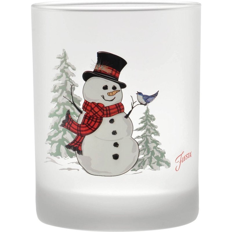 Officially Licensed Fiesta Snowman Frosted Glass Set of 4 (Classic DOF, 14-Ounce)