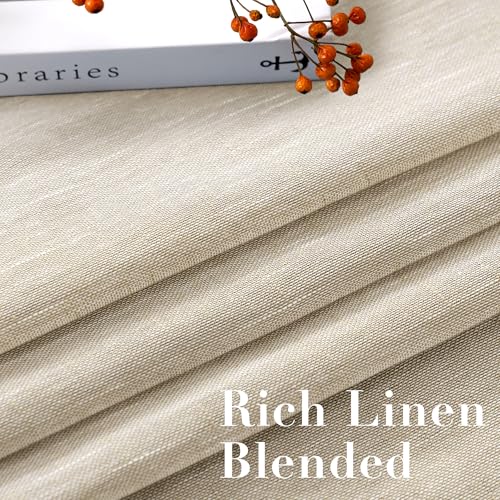 H.VERSAILTEX Linen Curtains Natural Linen Semi-Sheer Curtains 2 Panels Nickel Grommet Privacy Added Premium Soft Rich Material Drapes for Bedroom/Livingroom - 52x84 - Inch - Linen
