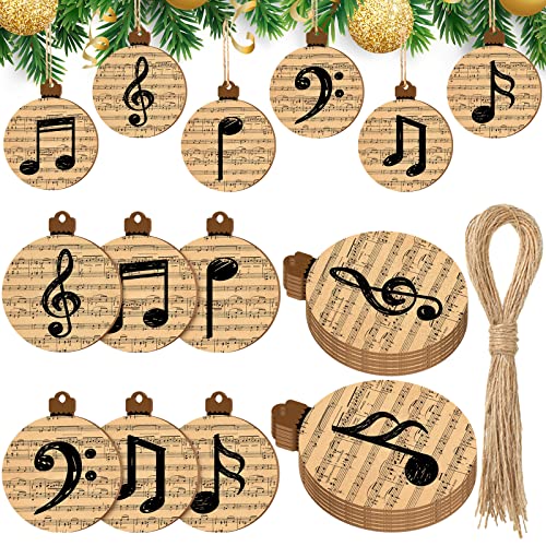 Gerrii 36 Pcs Wooden Christmas Music Ornaments Treble Clef Decoration Brown - Holiday Wall Decor