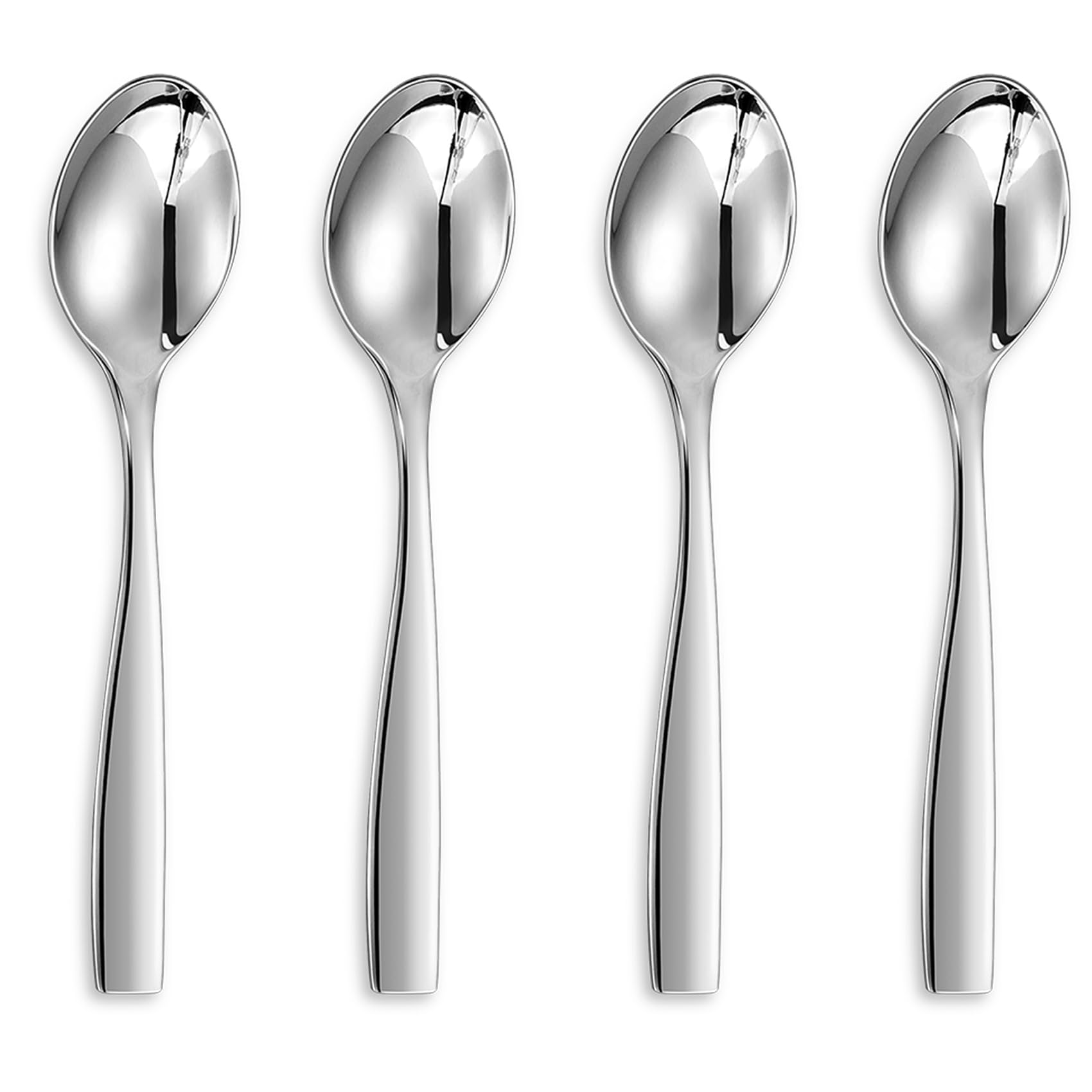 KEAWELL Premium 4-Piece Louis Spoon Set, 18/10 Stainless Steel, Squared Edge, Smooth Finish, Dishwasher Safe (6.4" Teaspoon)