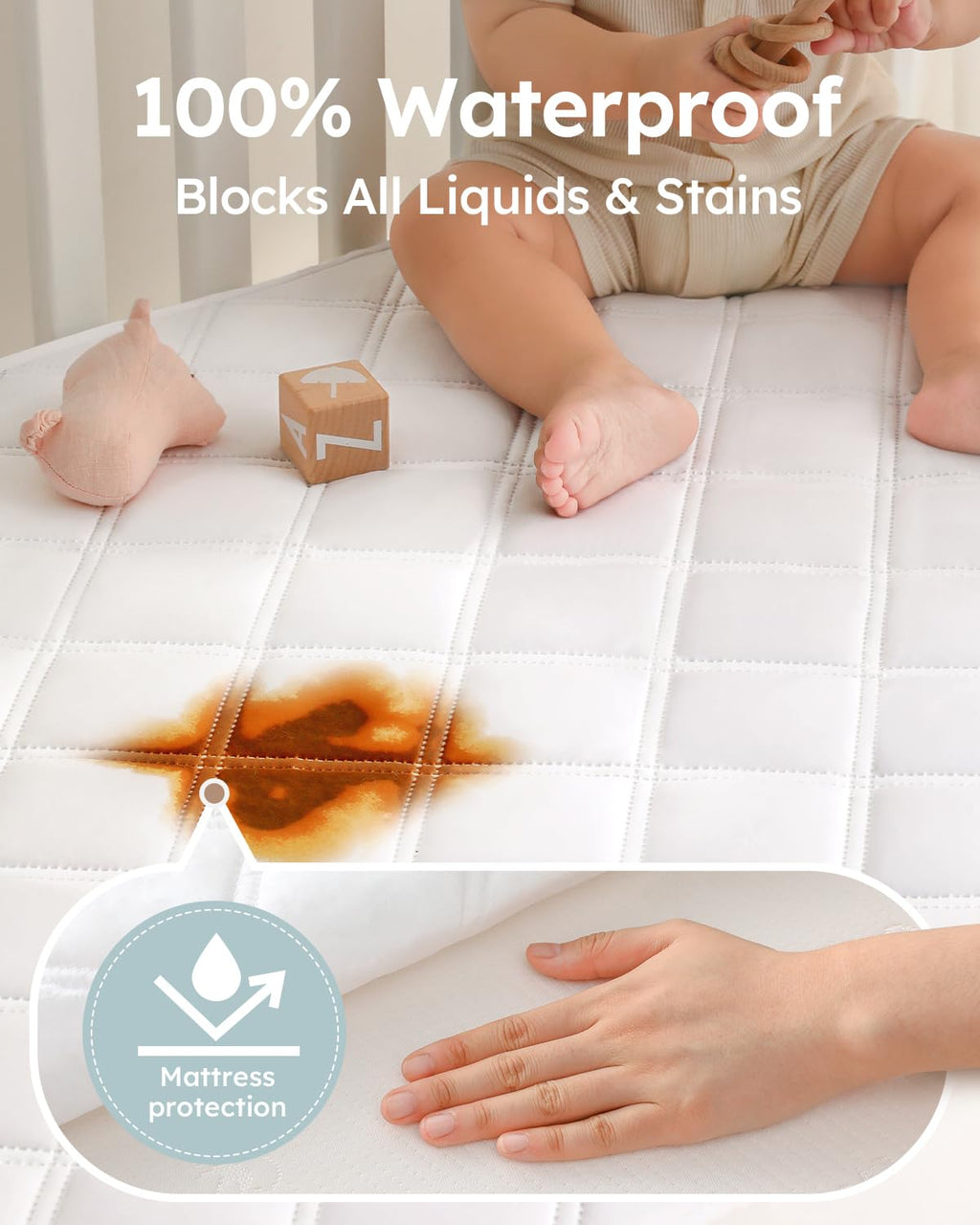 Yoofoss Waterproof Crib Mattress Protector - Ultra Soft & Breathable | 2 Pack, Fits Standard 52''x28'' Cribs