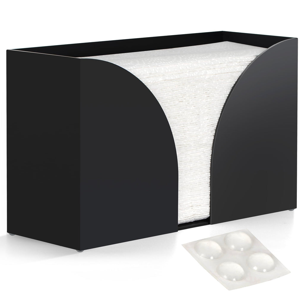 Storage Standard Multifold Paper Towel Dispenser Countertop - Matte Black Paper Towel Holder Bathroom, Durable Acrylic Napkin Holder for Bathroom, Kitchen, Office & Restaurant, 10.75 x 6.5 x 4 Inches