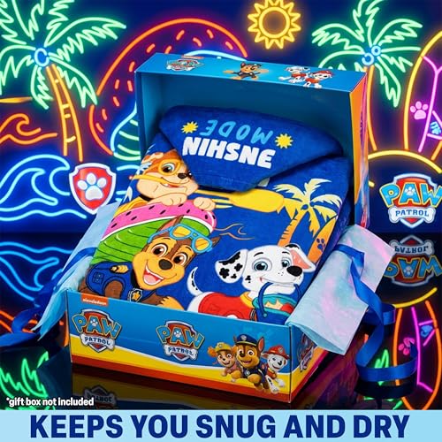Paw Patrol Kids Hooded Beach Towel - Soft Cotton Bath Poncho Wrap (49"x30")