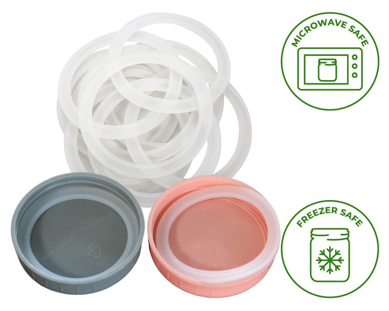 10 Pack Wide Mouth Platinum Silicone Sealing Rings Gaskets for Leak Proof Mason Jar Lids