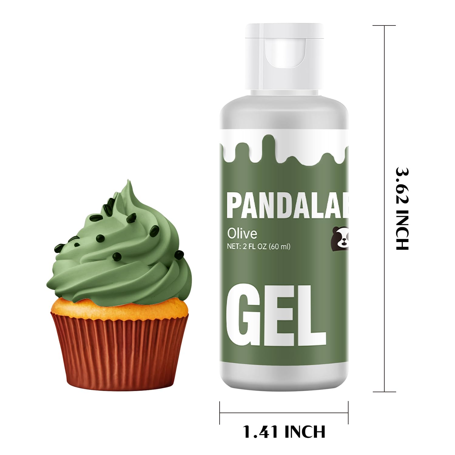 Pandalab Olive Gel Food Coloring - Highly Concentrated 2 Ounce Dye for Baking, Cakes, Icing & Slime