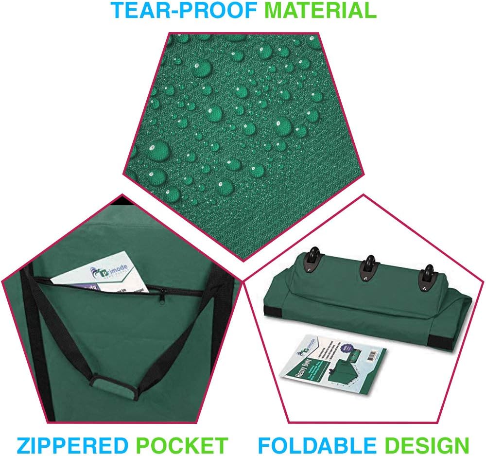 Primode Rolling Tree Storage Bag - Heavy Duty Holiday Tree Container with Wheels | Fits Up to 9 ft, Green, 28" H x 16" W x 60" L