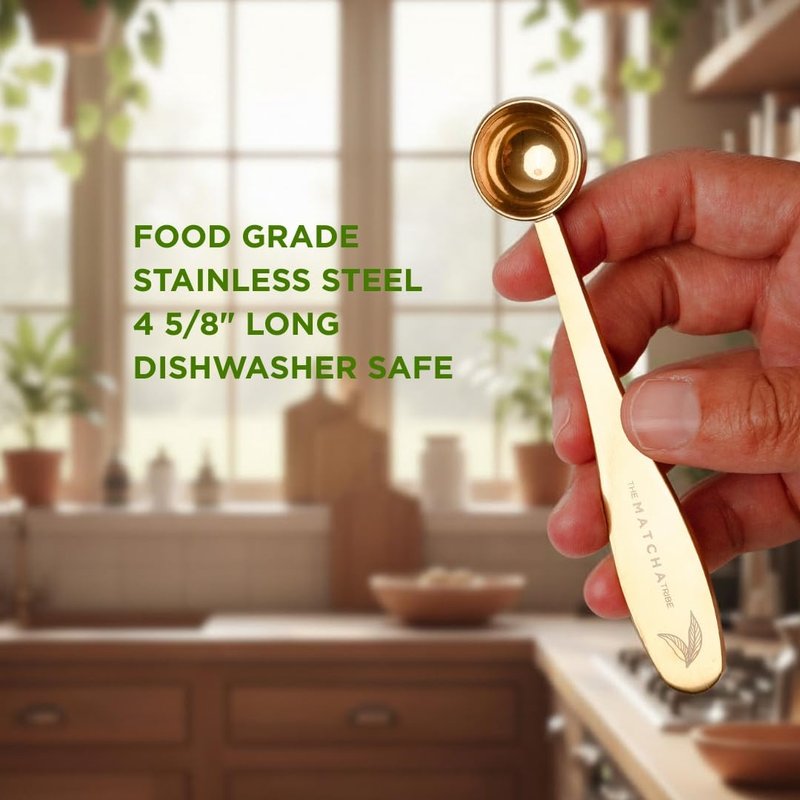Golden Stainless Steel Matcha Measuring Spoon 1 Gram (1/2 Teaspoon) for Perfect Servings.