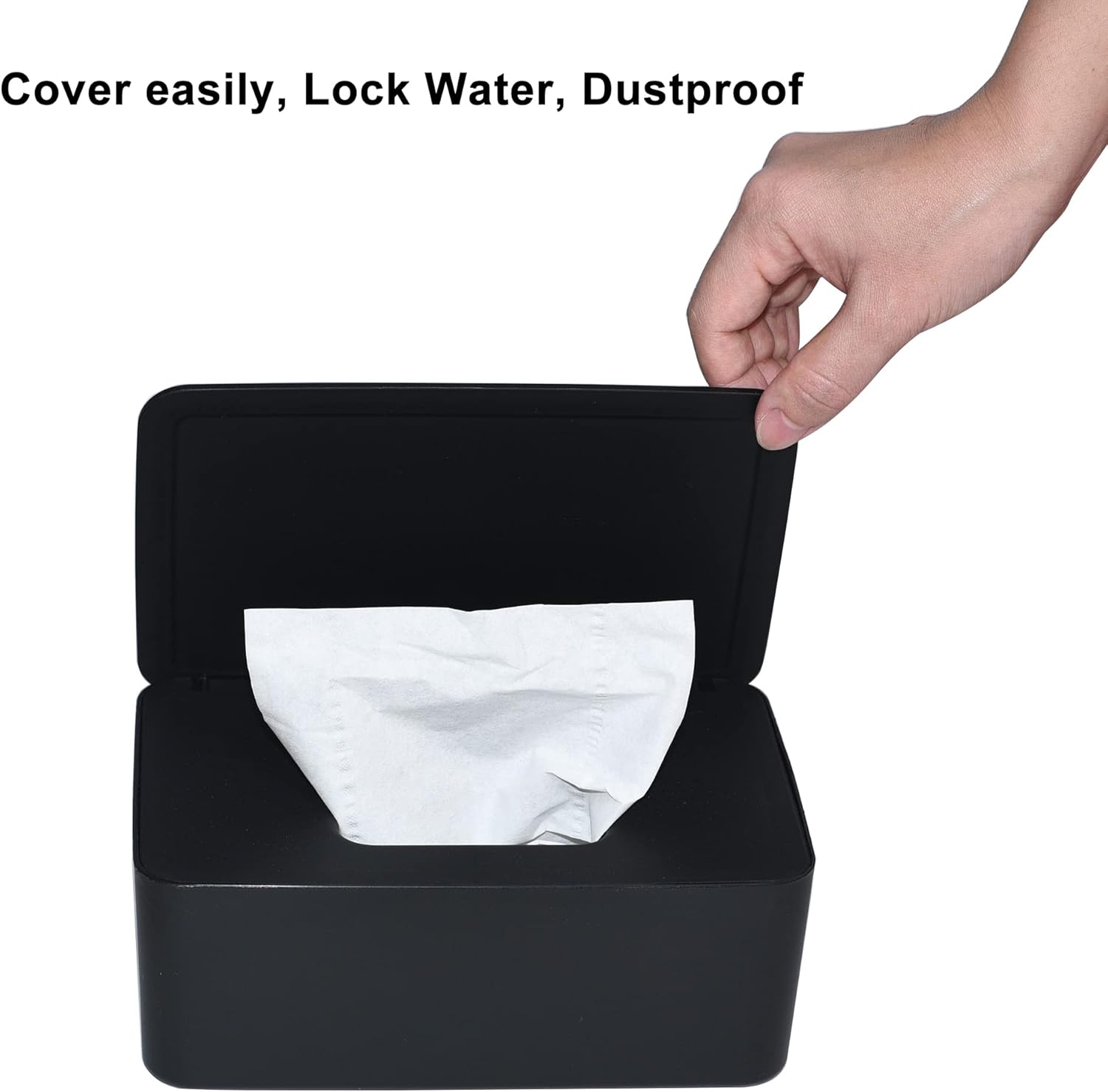 Skiennix Diaper Wipes Dispenser - Stylish Tissue Storage Box with Lid for Home & Car (Black)