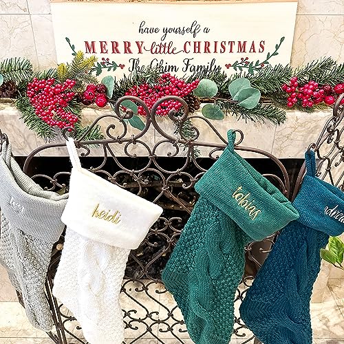Personalized Cable Knit Christmas Stocking - 21-Inch Custom Embroidered
