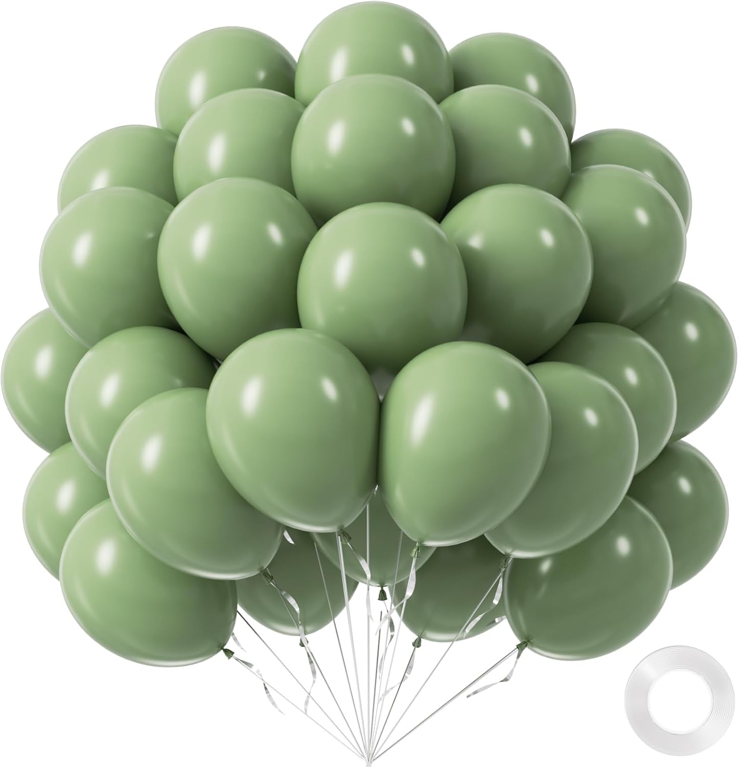 Sage Green Balloons - 12-Inch Light Pastel Latex Balloons | 50-Pack for Weddings & Parties