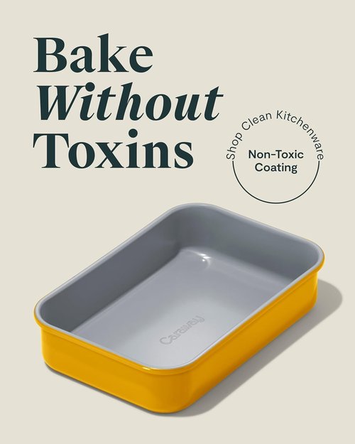 Caraway Nonstick Baking Pan Duo - Non-Toxic, PTFE & PFOA Free - 9” x 6.5” Deep Ceramic for Casseroles & Lasagna - Marigold