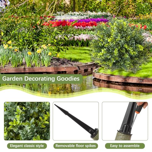 2-Pack 24-Inch Artificial Boxwood Topiary Ball Trees with Ground Spikes