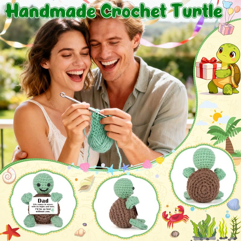 Xinezaa Dad Birthday Gift from Daughter Son Crochet Turtle - Sentimental Keepsake