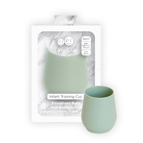 Ezpz Tiny Cup - 100% Silicone Training Cup for Infants | Pediatrician-Designed | Sage Color, 4 Months+