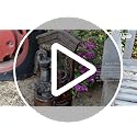 24-Inch Rustic Barrel Floor Fountain with Welcome Sign - Indoor Outdoor