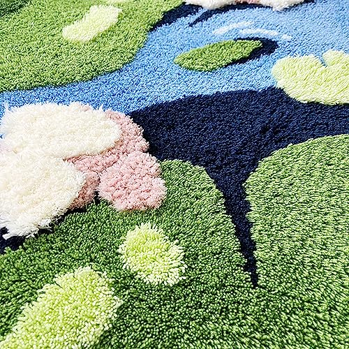 Moss Shape Bath Mat, Soft Plush Shag Rug for Bathroom and Nursery, 55x27