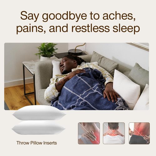 Coop Home Goods Original Adjustable Throw Pillow Inserts, Pack of 2, White, 20x20 Inches, Couch and Decorative Pillows with Memory Foam Fill