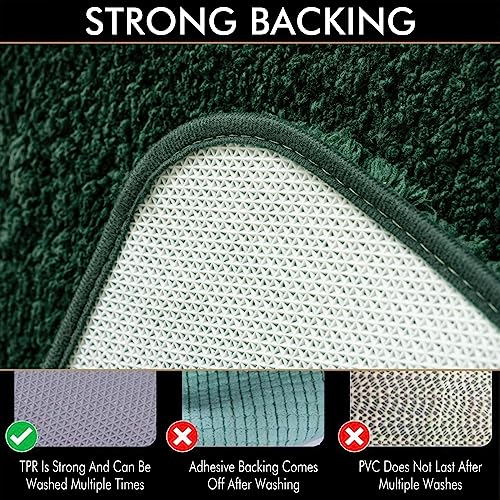 MIULEE Dark Green Bathroom Rugs Set 2-Piece 16x24 Soft Microfiber Non-Slip