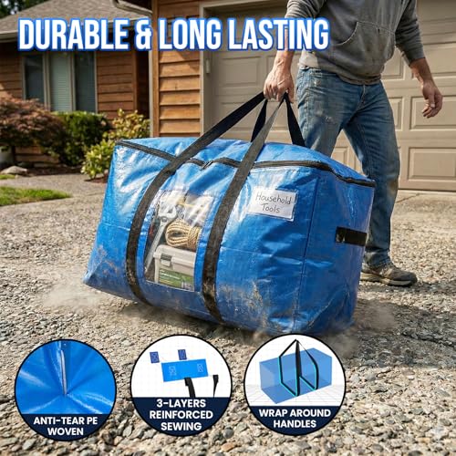 Extra Large Moving Bags with Zippers and Handles 93L Heavy Duty Totes