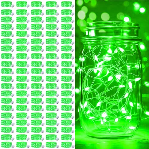 Pozzolanas Green 100 Pack Waterproof Battery Operated String Lights - 7ft Fairy Lights for Home, Weddings, Parties, Halloween, Christmas
