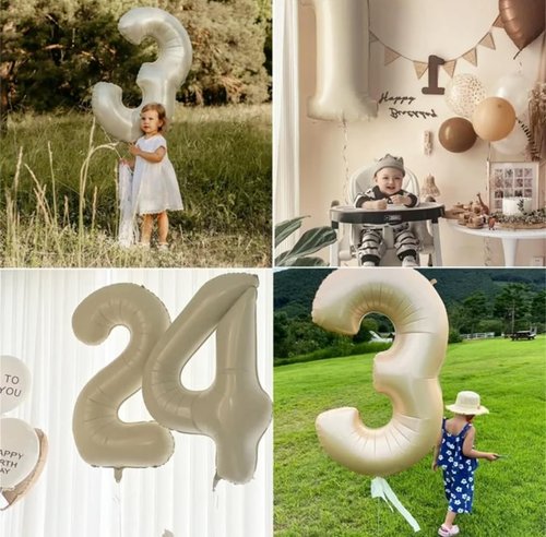 40 Inch Large Number Balloons by [Brand Name] - Cream White 4 Balloons for Birthdays & Graduations