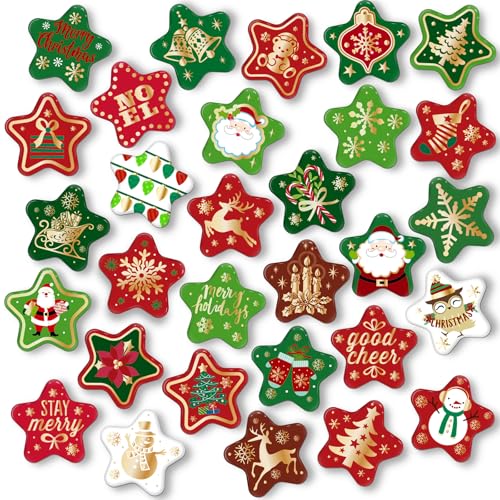 Morcart Xmas 1375 Star Christmas Refrigerator Magnets 30PCS Holiday Decor