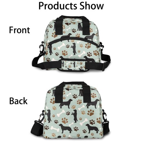 lakefvgk Cute Dog Paw Print Insulated Lunch Bag with Detachable Shoulder Strap & Carry Handle Reusable Eco-friendly Cooler Bag Tote Bag Picnic Box for Kids Men Women